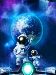 欧美科幻动作大片海报，宇宙太空场景，巨型飞船穿越星云，史诗级视觉震撼